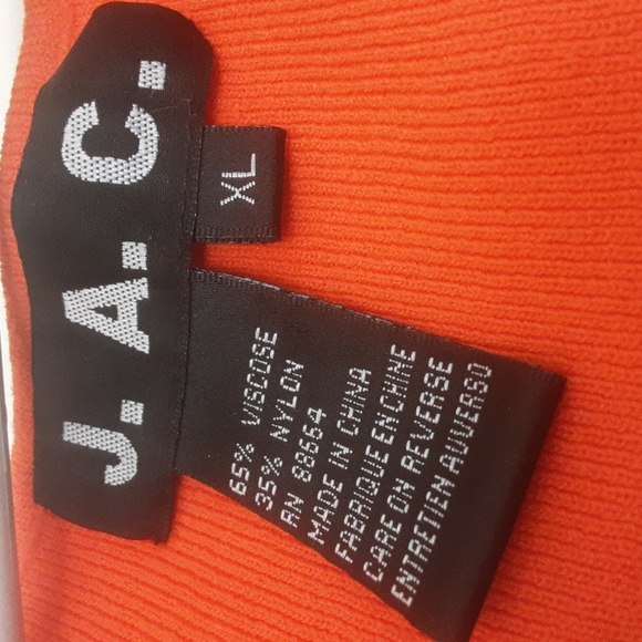 J.A.C. Orange Square Neck Ribbed Tank Sz L - Picture 3 of 4